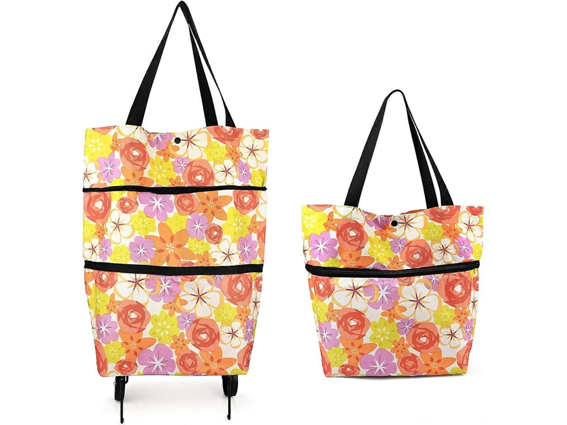 2 em 1 Carrinho Home Tote Saco de Compras Impermeável Capacidade Dobrável 15kg GOKOCO (laranja)