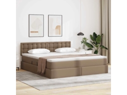 Vidaxl Cama Com Arrumação E Led Com Colchão Cappuccino 160 X 200 Cm