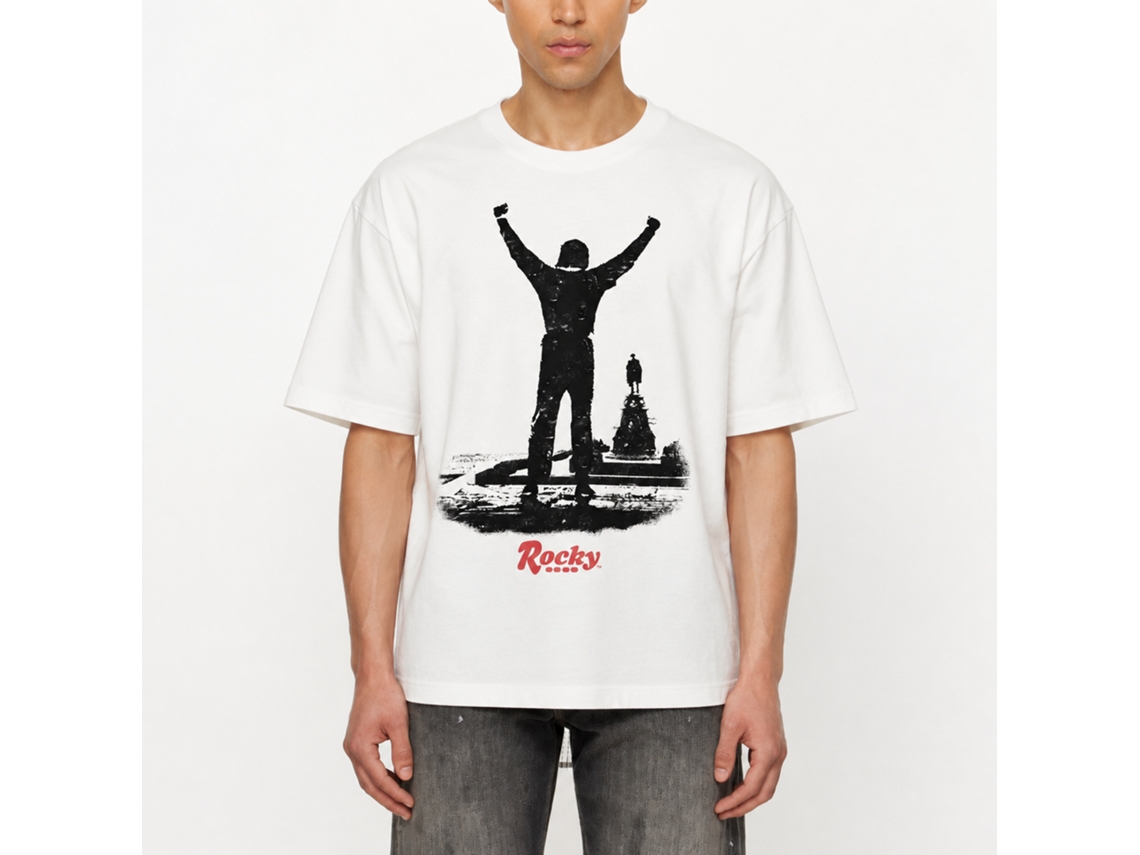 Rockinstone Rocky Movie Suttle Rocky Movie White Adult T-shirt Size:l