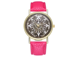 Reloj De Pulsera Analógico De Cuarzo Con Correa De Pu Moda (rojo Rosa)