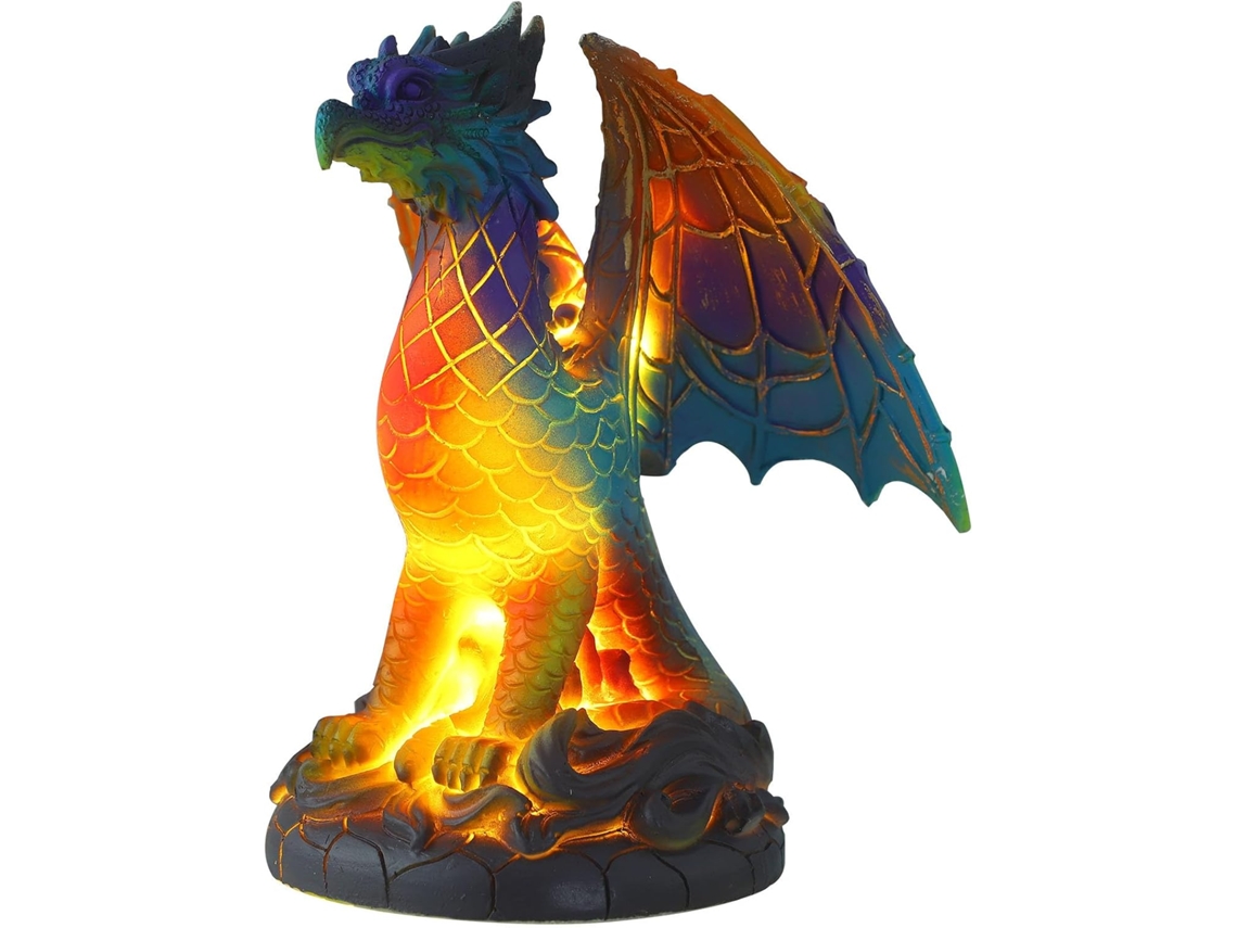Luminária De Mesa Decorativa Angooily Em Resina Com Led Formato Dragão, Luminária De Mesa Em Formato Animal, Luz