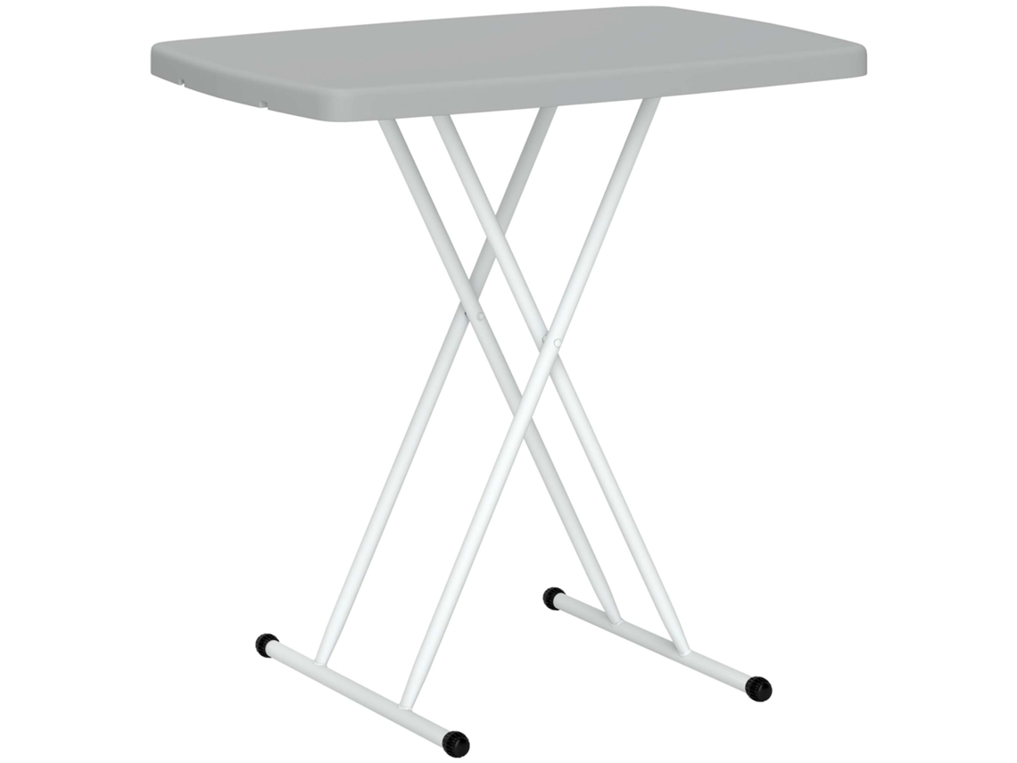Mesa lateral/mesa de varanda em metal com design ripado ZENCORE SERVICES cinza escuro 91,5x55x45 cm