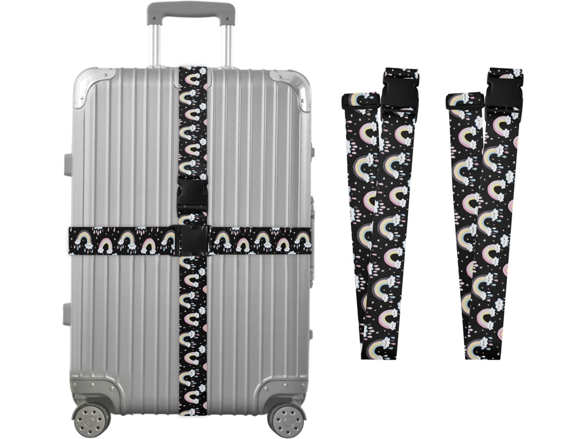 Conjunto De 2 Cintas Bagagem Com Estampa Nuvens Em Arco Íris Para Malas, Cintas De Viagem, Acessórios Para Cintos