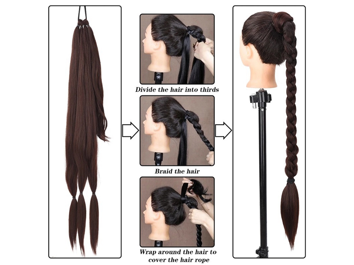 Extensão De Cabelo De Rabo De Cavalo Trançado Longo Com Elástico