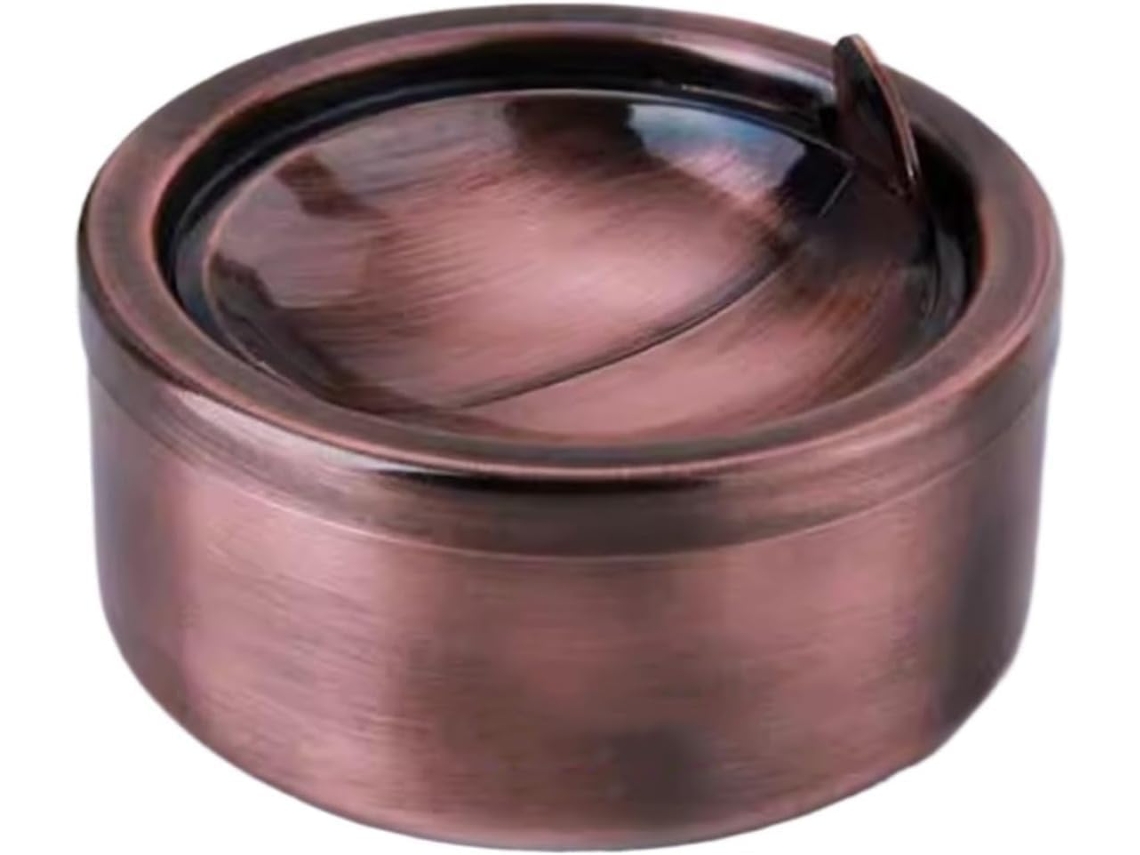 Cinzeiro Clássico De Metal Com Tampa, Design Canelado À Prova De Vento Para Uso Interno E Externo