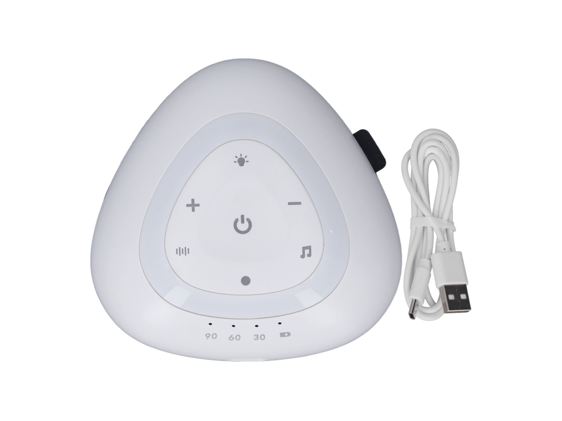 Ats máquina de Ruído Branco Portátil Multifuncional com Música Suave e Luz Quente para Bebês, Dormitório, Lar Preto