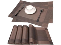 Jogos Americanos - Antiderrapantes Laváveis - Pvc Resistente Ao Calor - Conjunto De 6 - 30x45cm - Marrom
