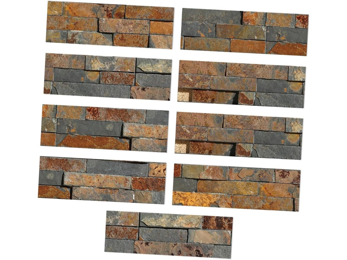 Conjunto De 9 Adesivos De Parede Com Efeito De Pedra, Autoadesivos E À Prova D'água.