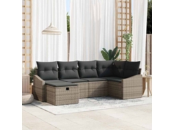 Vidaxl Conjunto De Sofás Com Almofada 7 Pcs Vime Pe