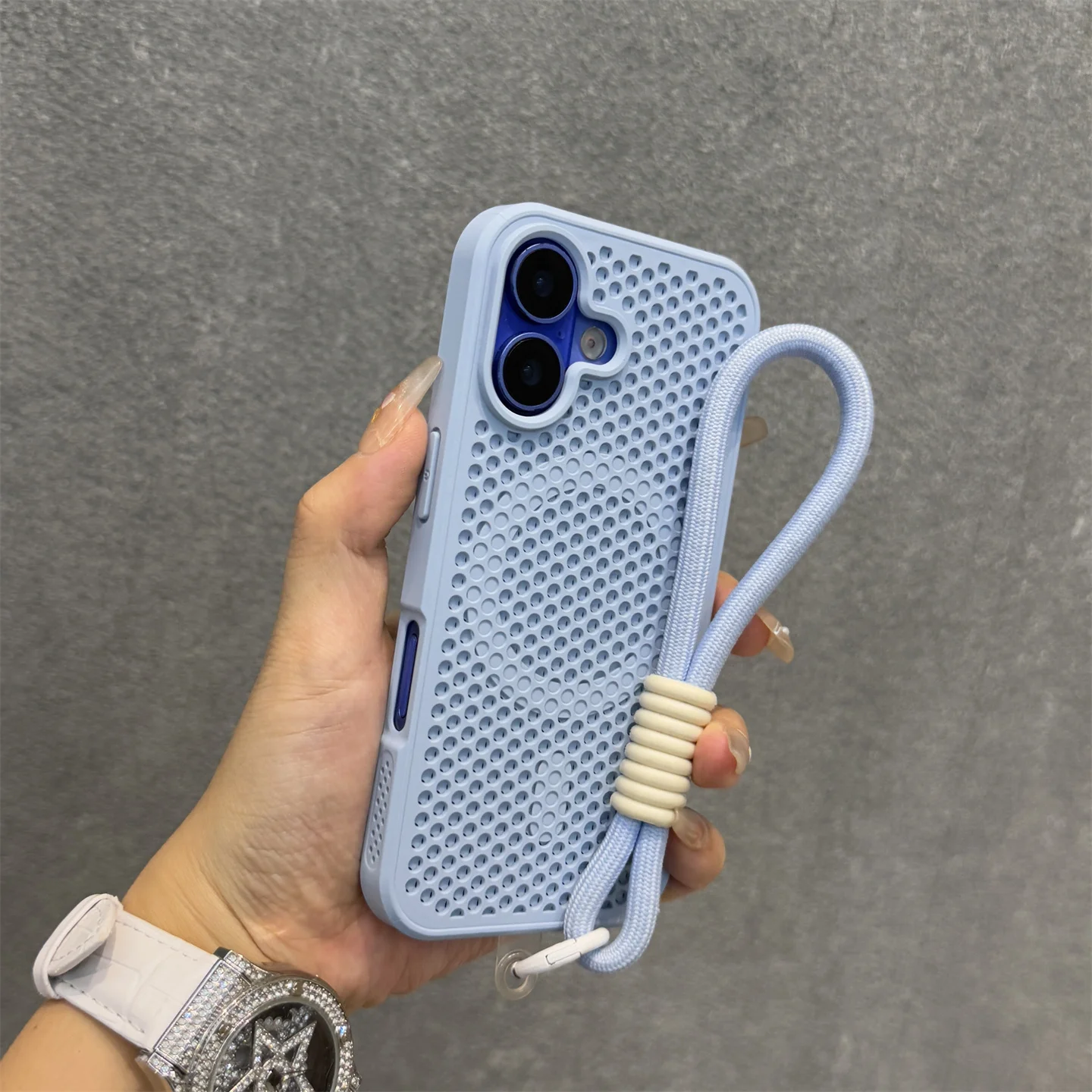 Capa Para Celular Yuanfeng Azul Para Iphone 17 Com Dissipação De Calor, Estrutura Em Favo De Mel, Magnética E Macia Ao Toque.