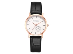 Relógio de Pulso de Quartzo de Moda Leisure com Quadro Dourado Rosa e Mostrador Branco Pequeno