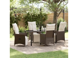 Vidaxl Conjunto de Jantar para Jardim 5 Pcs Castanho Vime Pe