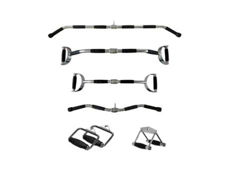 Conjunto De Barras 6 Acessórios Essenciais Para Estação De Pulley Ginásio Em Casa Inclui Pega De Remo, Barra Lat Pull Barra Ez Curl Ph Fitness