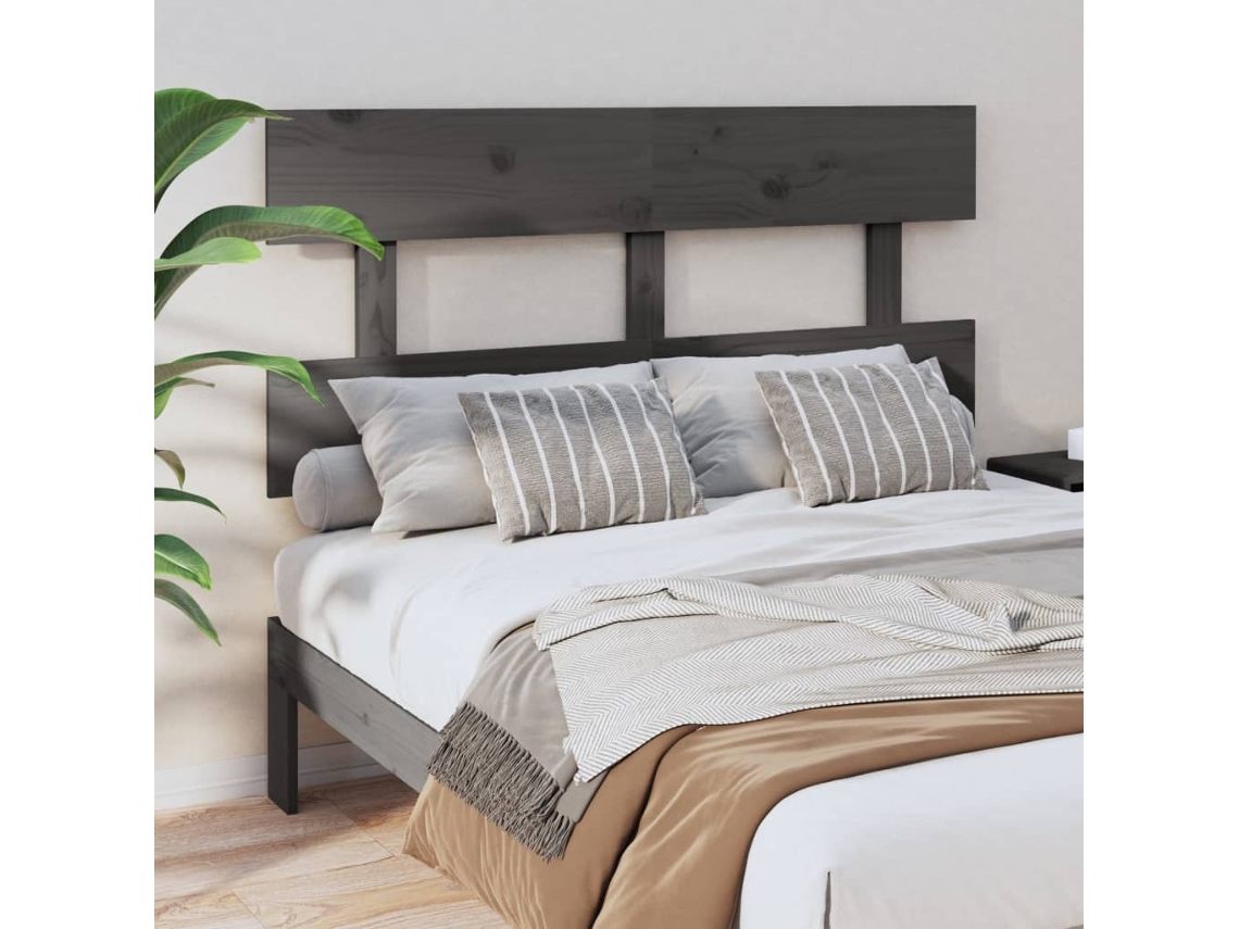 Vidaxl Cabeceira De Cama 124x3x81 Cm Pinho Maciço Cinzento