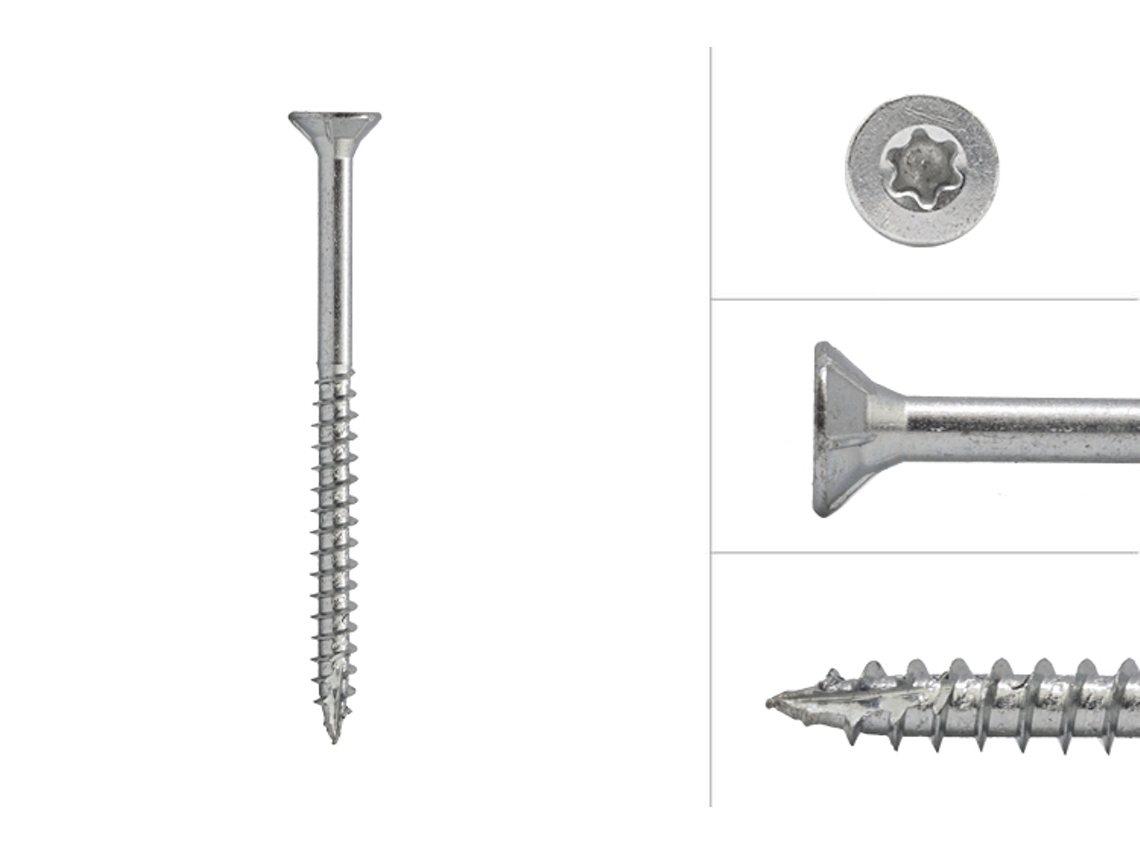 Parafusos para Aglomerado Galvanizados 4 5 X 60 Mm Torx 20 Ponta Perfurante Caixa 200 Peças WOVAR