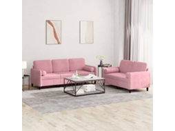 Vidaxl 2 Pcs Conjunto De Sofás Com Almofadas Veludo Rosa