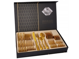 24 Peças De Utensílios De Cozinha Em Aço Inoxidável Design Elegante Ouro Banho Apropriado Para 6 Pessoas