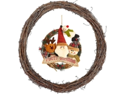 Guirlanda De Natal Em Rattan Com Enfeite De Papai Noel Para Porta, Parede, Janela Ou Árvore - 29cm-aquaforge