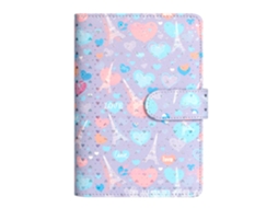 A6 Pu Leather Loose Leaf Notebook Love Eiffel Tower Design Macaron Style Travel Journal Purple