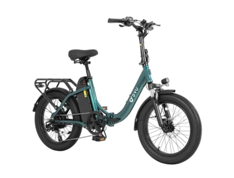 Bicicleta elétrica dobrável C9, 250 W, 48 V, 15,6 Ah, autonomia de 150 km, pneus 20x3.0, freios a óleo, suspensão Shimano 7 V. Dyu Green.
