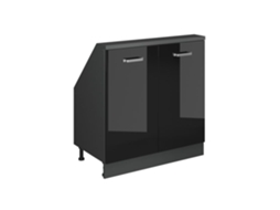 Móvel De Armazenamento Sob Inclinação Rion, Com 2 Portas, Preto Brilhante/antracite, Antracite, Vicco 2