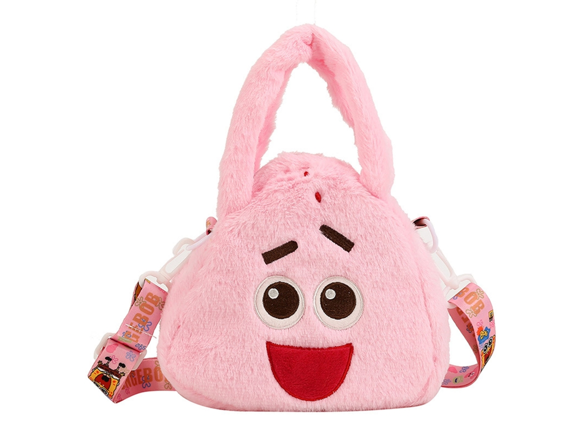 Bolsa de Ombro de Pelo Fofa com Personagem de Desenho Animado Rosa S/MARCA