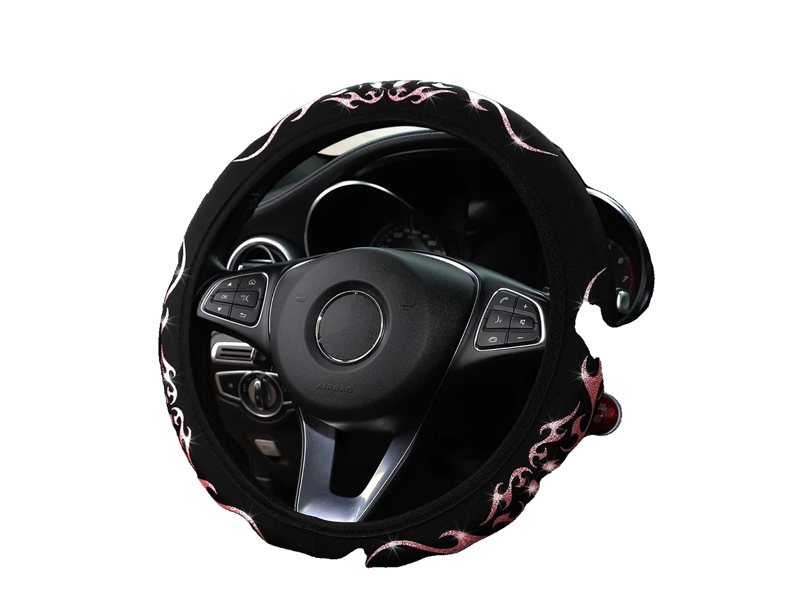 Capa De Volante, Tecido Dinâmico, Ajuste Universal, Rosa