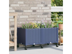 Vidaxl Vaso De Jardim Com Rodas Cinza Azul 80 X 40 X 48 Cm Pp