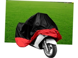 Capa Impermeável Para Motocicleta Tamanho Xl, Preta E Vermelha, Em Tecido De Poliéster Resistente A Desperdício.