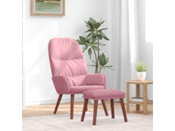 Vidaxl Cadeira De Descanso Com Banco P/ Pés Veludo Rosa