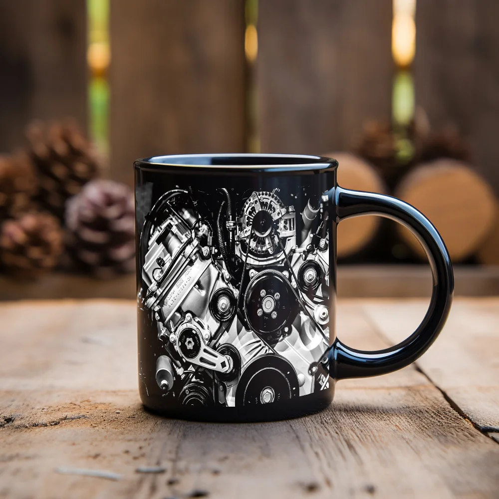 Caneca de Cerâmica com Motor Mecânico, Caneca 3d para Chá com Leite, Caneca Criativa para o Café da Manhã MDUG (estilo 3 330ml)