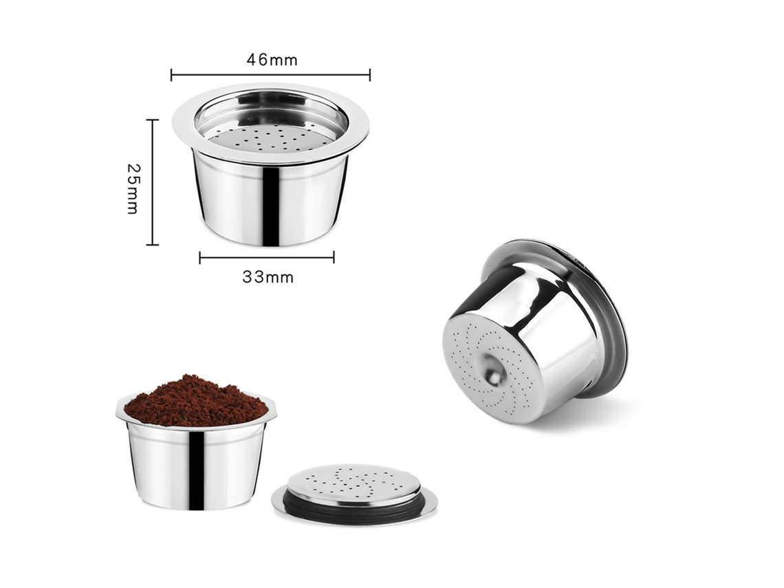 Cápsulas de Café Reutilizáveis de Aço Inoxidável com Colher e Escova para Máquinas K fee | S/MARCA