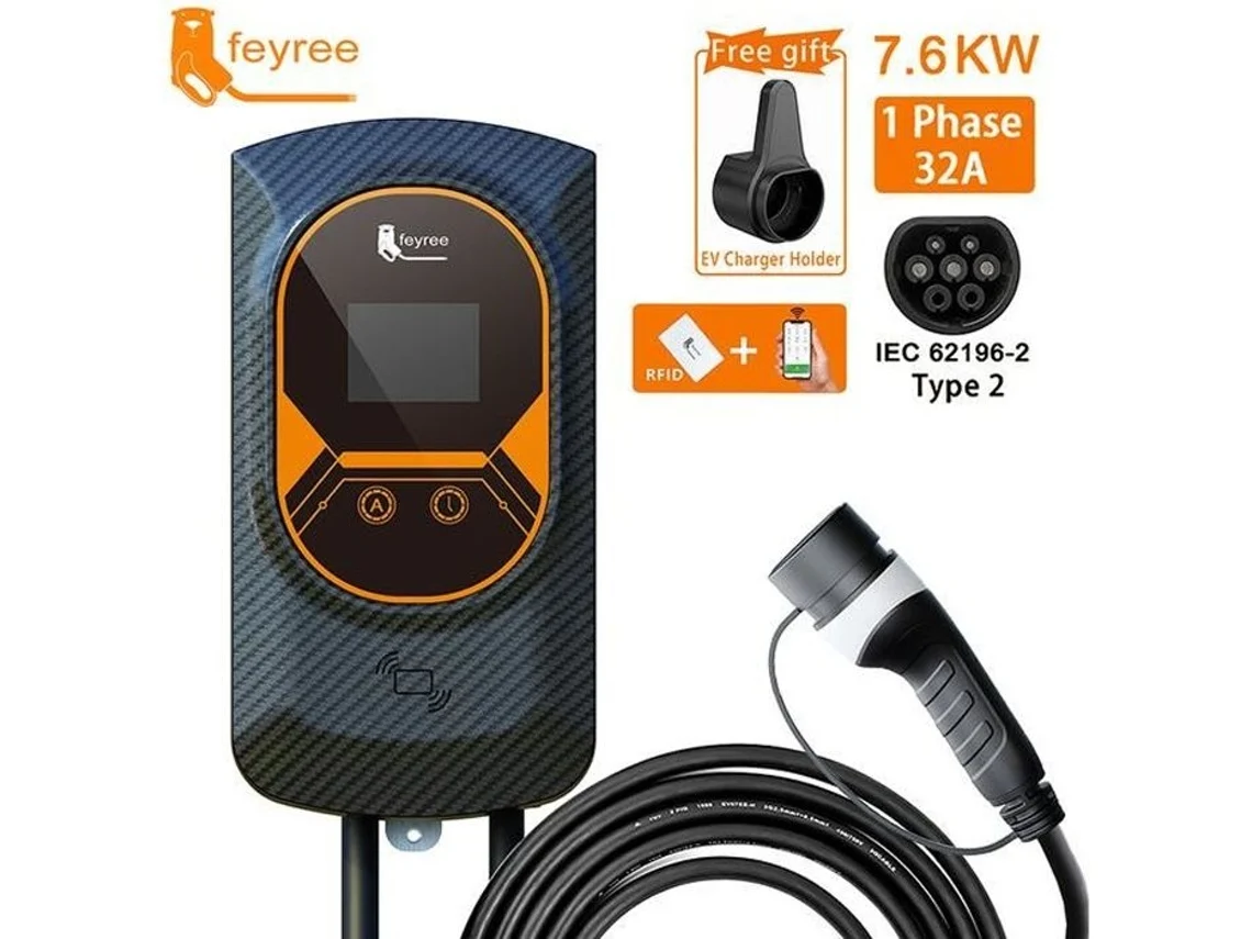 Estação De Carga 32a Carregador De Carro Elétrico Evse Wallbox 7.6/11/22kw Cabo Tipo 2 Iec62196 Controle App.bazarland30 P O S