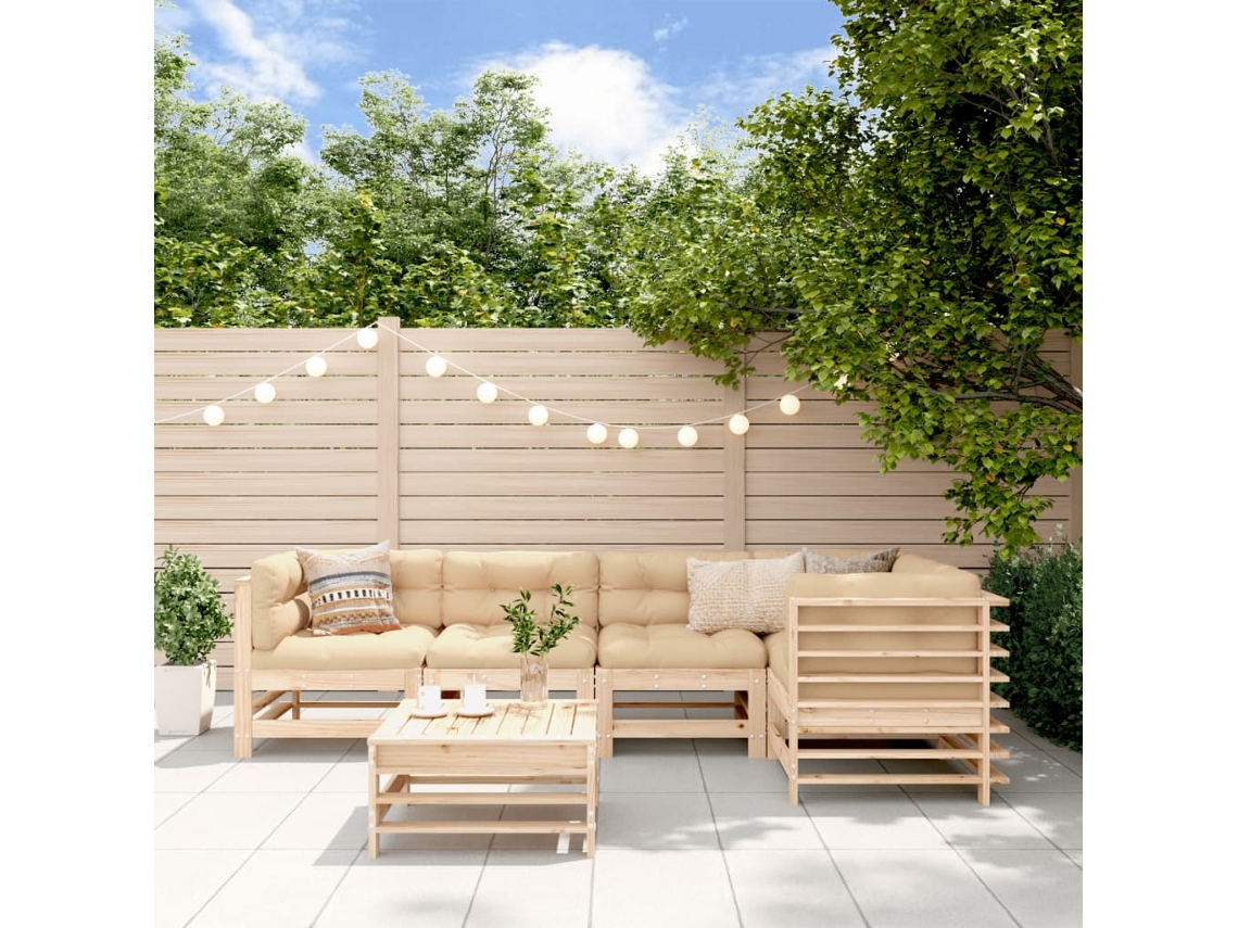 Vidaxl 6 Pcs Conjunto Lounge de Jardim Pinho Maciço