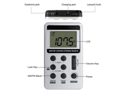 Mini Rádio Receptor De Bolso Portátil Digital Lcd Conjunto De Fone De Ouvido Estéreo SUNNY SPACES