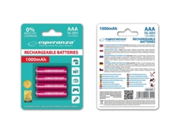 Pilhas Aaa ESPERANZA 1000mah 4 Unidades Vermelhas para Controles Remotos de Brinquedo