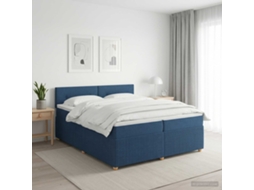 Vidaxl Cama Box Spring Com Colchão Azul 200 X 200 Cm Tecido