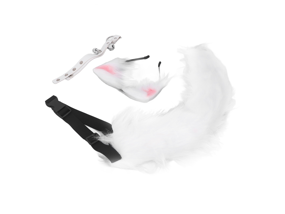 Primerox fantasia de Cosplay com Orelhas de Gato e Cauda de Lobo Peluda para Halloween e Festa