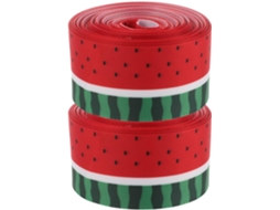 2 Rolos de Poliéster Estampados com Borda Aramada, Cor Melancia, Ideal para Embrilhar Presentes, Fazer Fitas