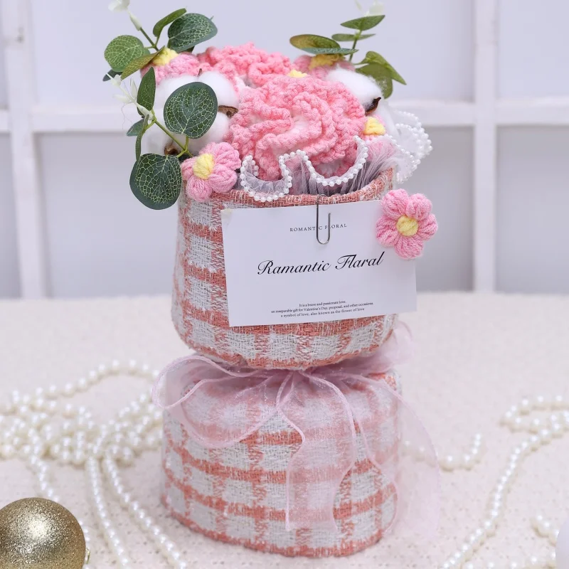Buquês De Rosas Feitos À Mão Em Crochê, Buquês De Tricô, Decoração Para Casa