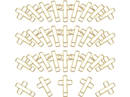 Clipes de papel cruzados (100 unidades), porta-clips de metal, núcleos classificados.