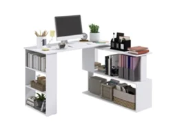 Secretária com estantes e mesa, 120x110x74cm branco | S/MARCA