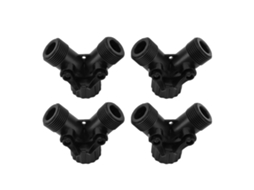 Conector Y Para Torneira De Mangueira, 2 Vias, 2 Válvulas, Padrão Ue, Preto, 4 Peças