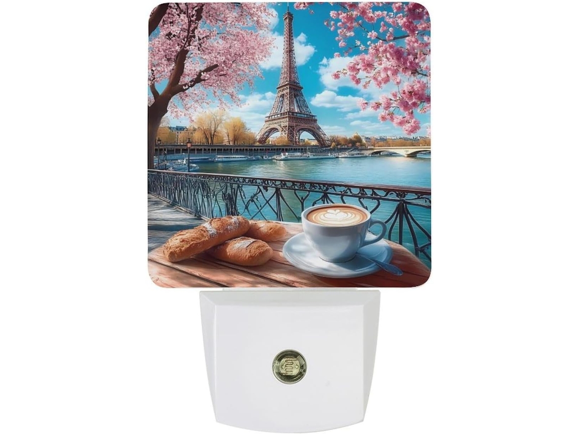 Luminária noturna de LED para cafeteria da Torre Eiffel, com sensor crepuscular.