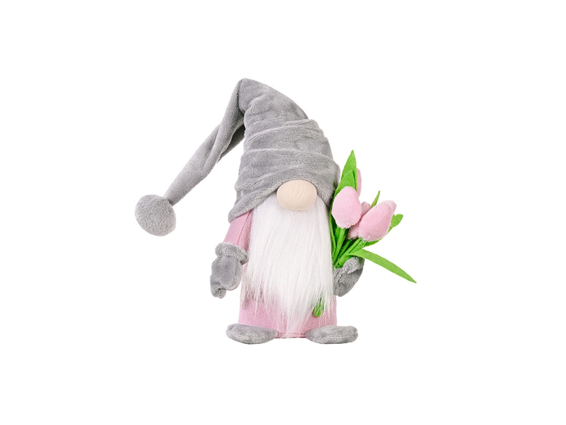 Boneca Gnome Sem Rosto com Bouquet de Tulipas Presente para Mãe
