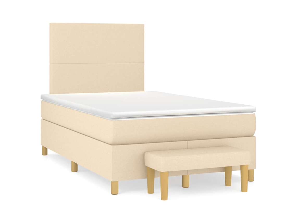 Vidaxl Cama Boxspring Com Colchão 120x190 Cm Tecido Cor Creme