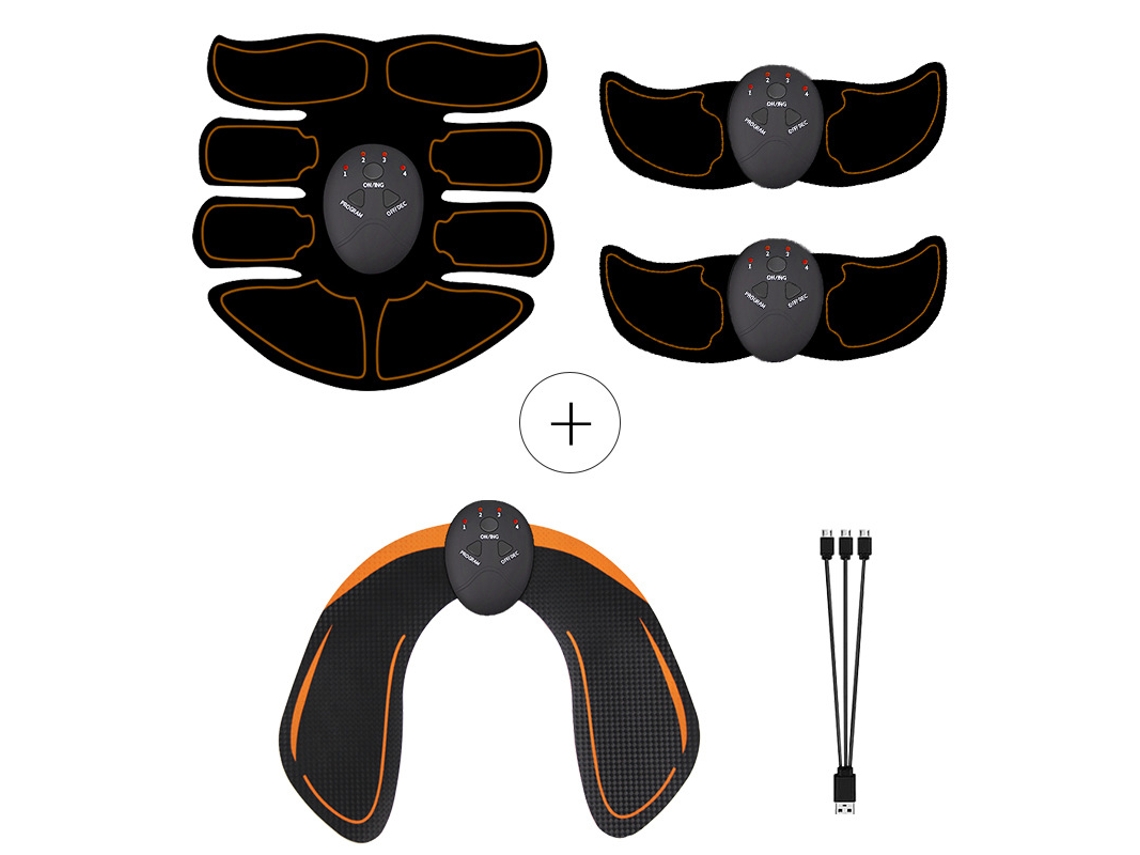 Aparelho de Estimulação Muscular para Exercícios Abdominais e Massagem nos Glúteos SPQMENT (recarregável, Amarelo)