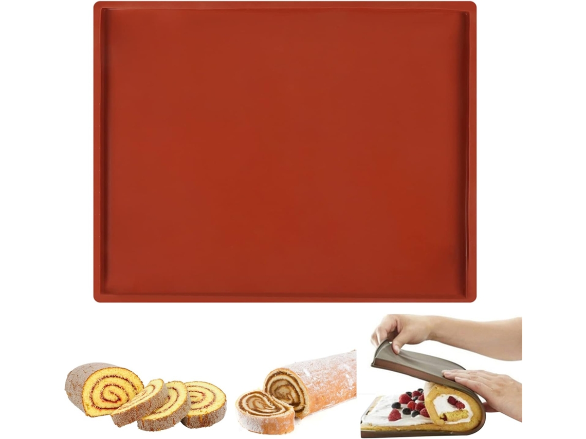 KOFIHETY Tapete Para Bolo Jelly Roll, Assadeira Flexível Em Silicone, Bandeja Para Biscoitos, Forma Antiaderente, Grande