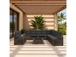 Vidaxl Conjunto De Sofá De Jardim 11 Unid. Cinza E Cinza Escuro