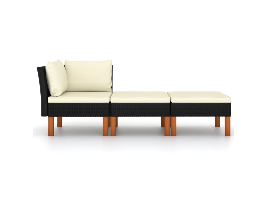 Maison Exclusive - 3 Pcs Conj. Lounge Jardim Vime Pe E Madeira De Eucalipto Maciça